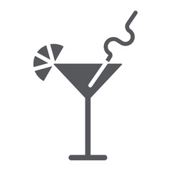Cocktail glyph icon, bar and party, drink sign, vector graphics, a solid pattern on a white background.