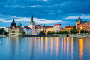 Fototapeta na wymiar Dusk on the River Vltava Prague Czech Republic