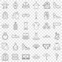 Needle icons set. Outline style of 36 needle vector icons for web for any design