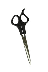 Black professional thinning scissors for cutting. Isolated object on white background. Working tool...