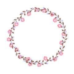 Wreath with leaves and flowers 