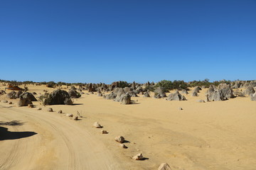 Fototapeta na wymiar Path through the Pinnacles Desert in Western Australia