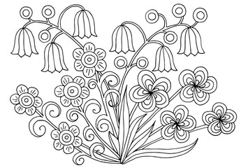 Hand drawn flower patterns for coloring pages