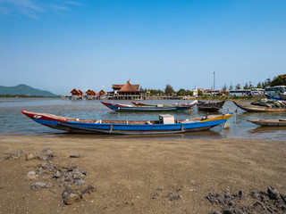 Fototapeta na wymiar Boats at Hue in Vietnam