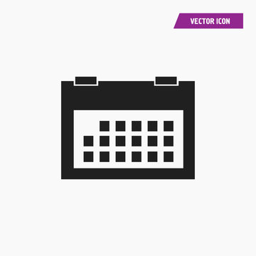 Black flat wall calendar icon vector.