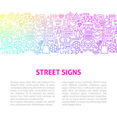 Street Signs Line Design Template