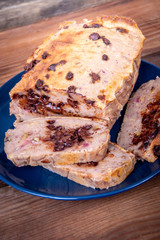 homemade banana chocolate nut berry bread cake