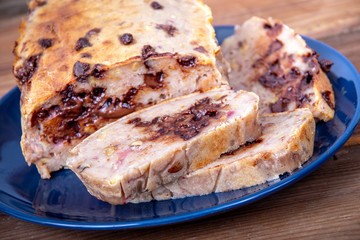 homemade banana chocolate nut berry bread cake