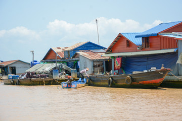Fototapeta na wymiar A view of Floating village in Siem Reap, Cambodia