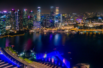 Singapore. View of the skyline at night.