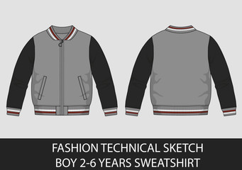 Fashion technical sketch boy 2-6 years sweatshirt © Vlad Bitte