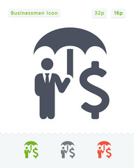 Businessman Holding Umbrella - Sticker Icons