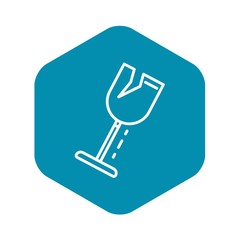 Crack wine glass icon. Outline crack wine glass vector icon for web design isolated on white background