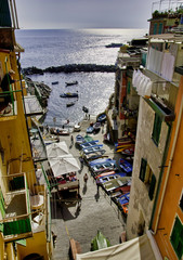 Fototapeta na wymiar View of Riomaggiore, Cinque Terre National Park, Liguria region of Italy.