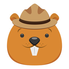 beaver face with hat cartoon character