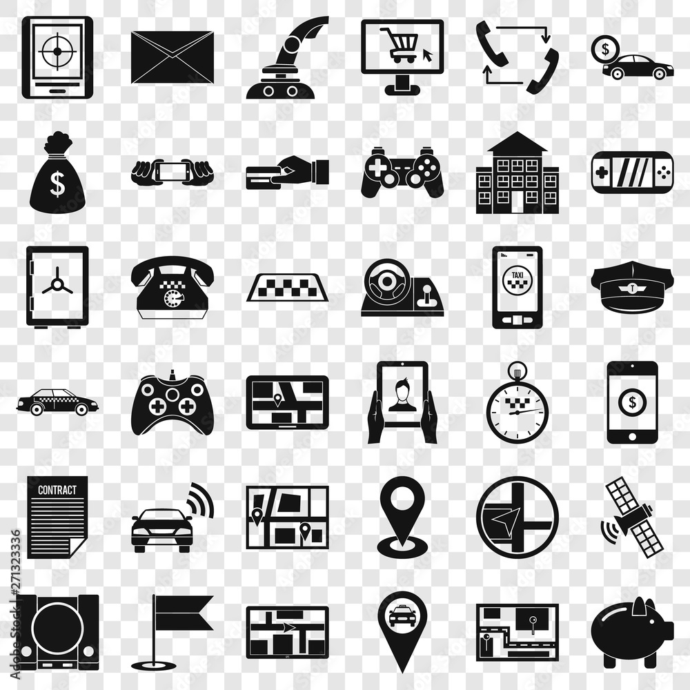 Poster button icons set. simple style of 36 button vector icons for web for any design