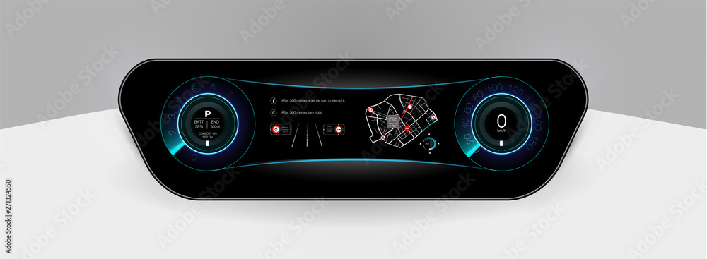 Poster futuristic user interface. hud ui. abstract virtual graphic touch user interface. car service in the