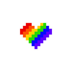 Rainbow Heart Flag Colored LGBT Pride for Lesbian Gay Bisexual and Transgender Design Element