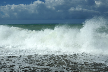 waves crashing on the beach
