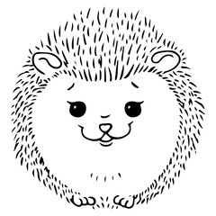 Hedgehog icon. Vector illustration of a cute cartoon hedgehog. Hand drawn smiling hedgehog.