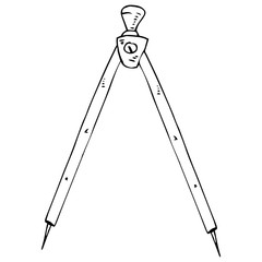 Compass for geometry icon. Vector illustration of a compass. Hand drawn drawing and drawing tool.