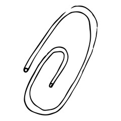 Clip icon. Vector illustration of paperclip. Hand drawn metal or plastic paper clip.