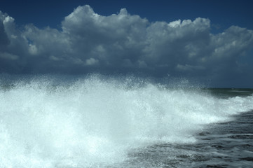 waves crashing on the beach