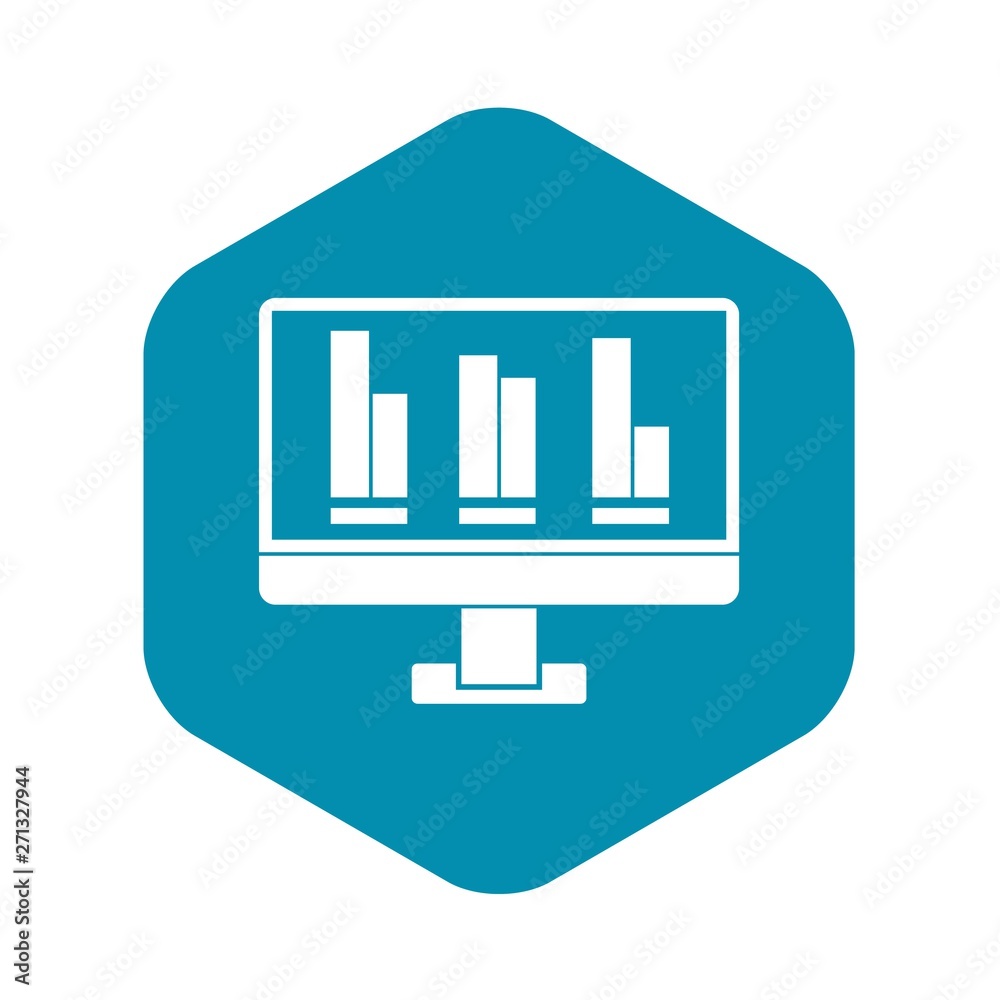 Poster business graph at computer screen icon. simple illustration of business graph at computer screen vec