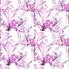 Watercolor seamless pattern of Azalea flowers.