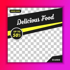 Delicious Food Restaurant Social Media Banner Template Vector suitable for feed, promotion, post, presentation, brochure,  poster