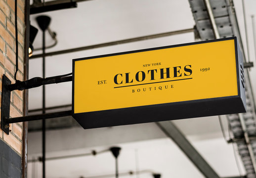 Rectangle Yellow Shop Sign Mockup