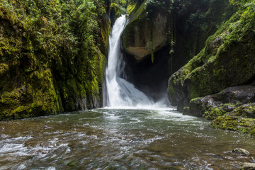 Fototapeta na wymiar Waterfall Savegre River, Los quetzales national park San Gerardo de Dota, Costa Rica