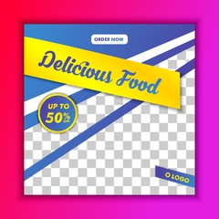 Delicious Food Restaurant Social Media Banner Template Vector suitable for feed, promotion, post, presentation, brochure,  poster