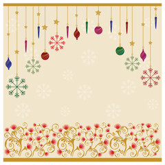 Christmas Ornaments with Pohutukawa floral design background