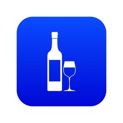 Bottle of wine icon digital blue for any design isolated on white vector illustration
