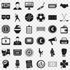 Roulette icons set. Simple style of 36 roulette vector icons for web for any design