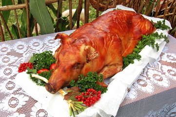 Fried pig on a tray. © wiha3