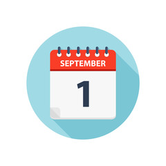September 1 -  Calendar Icon - Round Calendar design template