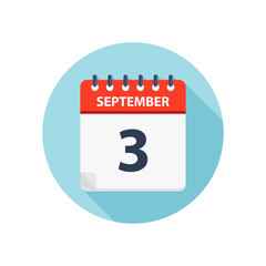September 3 -  Calendar Icon - Round Calendar design template