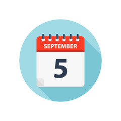 September 5 -  Calendar Icon - Round Calendar design template