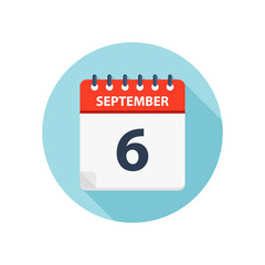 September 6 -  Calendar Icon - Round Calendar design template