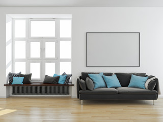 large luxury modern bright interiors room illustration 3D rendering