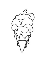 waffel eis eiscreme lecker sommer essen hunger kugel groß riesig vanille schlecken naschen clipart comic cartoon design