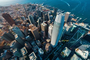 Downtown San Francisco aerial view of skyscrapers