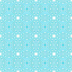 Blue and white pattern with simple geometric ornament