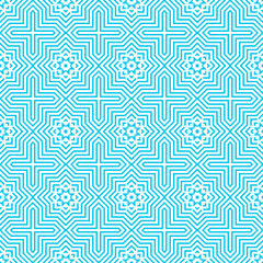 Blue and white pattern with simple geometric ornament