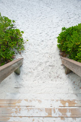 Wood staircase on beach