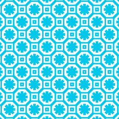 Blue and white pattern with simple geometric ornament