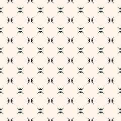 Abstract geometric seamless pattern with small carved cross shapes. Black and white ornamental texture. Elegant minimalist background, repeat tiles. Design for decor, fabric, prints. - Stock vector