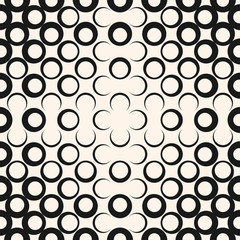 Vector abstract geometric radial halftone seamless pattern with circles, rings
